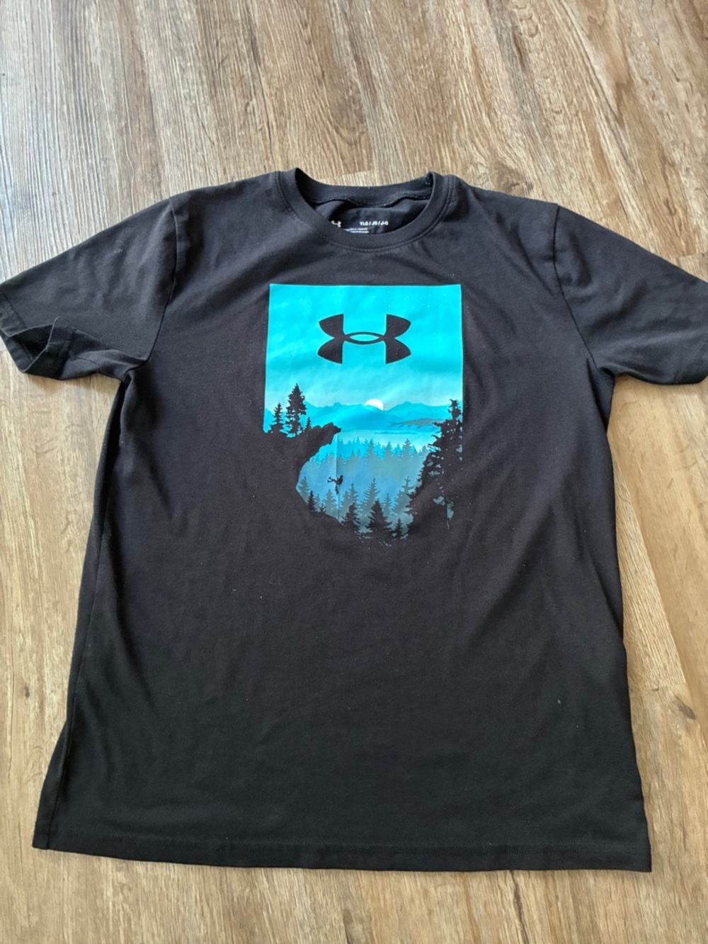 Under Armour Black Short Sleeve Tee with Teal Logo